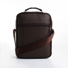 Сумка кросс-боди мужская на молнии, 5 наружных карманов, с ручкой, длинный ремень, 18×8.5×22 см, коричневая - Фото 8