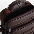 Сумка кросс-боди мужская на молнии, 5 наружных карманов, с ручкой, длинный ремень, 18×8.5×22 см, коричневая - Фото 9