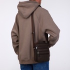 Сумка кросс-боди мужская на молнии, 5 наружных карманов, с ручкой, длинный ремень, 19×8.5×25 см, коричневая - Фото 3