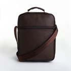 Сумка кросс-боди мужская на молнии, 5 наружных карманов, с ручкой, длинный ремень, 19×8.5×25 см, коричневая - Фото 8