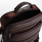 Сумка кросс-боди мужская на молнии, 5 наружных карманов, с ручкой, длинный ремень, 19×8.5×25 см, коричневая - Фото 9