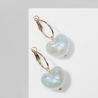 Серьги кольца с сердцем QF «Карамель», светится в темноте, бежевые в золоте - Фото 2