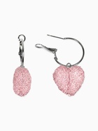 Серьги-кольца «Сахар» сердце, цвет розовый в серебре - Фото 2