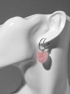 Серьги-кольца «Сахар» сердце, цвет розовый в серебре - Фото 5