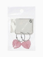 Серьги-кольца «Сахар» сердце, цвет розовый в серебре - Фото 7