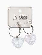 Серьги-кольца «Сахар» сердце, цвет белый в серебре - Фото 4