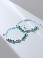 Браслет-оберег "Нить желаний" набор 2 штуки, камни, цвет голубой - фото 809231678