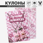 Кулоны «Неразлучники» медведи, цвет розовый в серебре, 40 см - фото 29817563