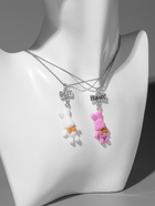 Кулоны парные на цепочке «Зайцы», бело-розовые в серебре, 40 см - Фото 5