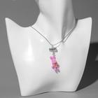 Кулоны парные на цепочке «Зайцы», бело-розовые в серебре, 40 см - Фото 6