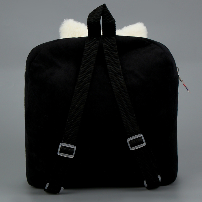Рюкзак детский плюшевый "Кошечка", цвет черный - фото 1927103716
