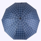 Зонт - трость полуавтоматический «Клетка», 10 спиц, R = 60/70 см, D = 140 см, цвет МИКС - фото 11235700