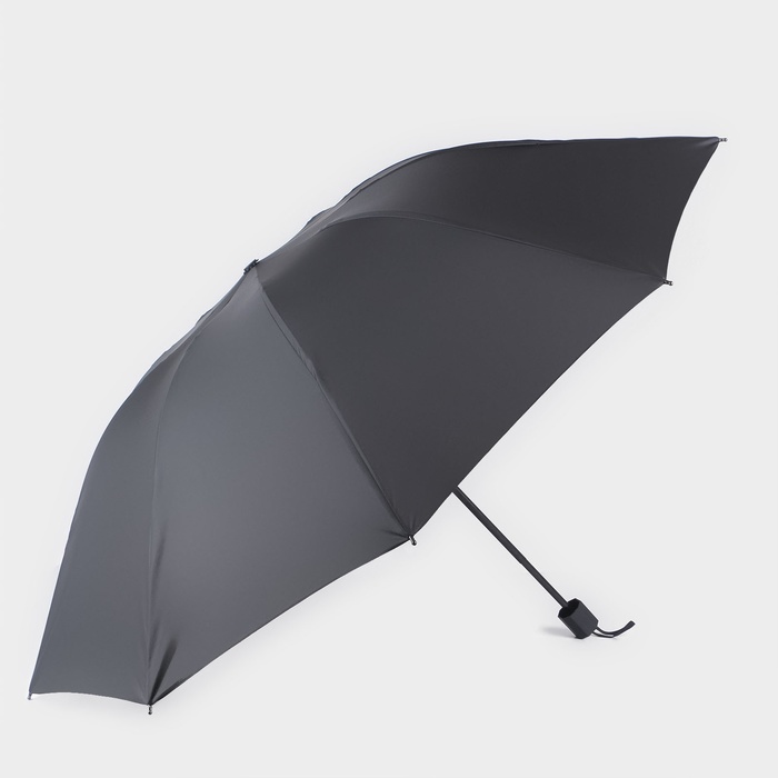 Зонт механический «Однотон», эпонж, 4 сложения, 10 спиц, R = 53 см, цвет чёрный