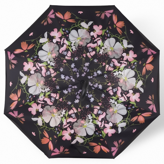 Зонт - наоборот «Цветы», механический, 8 спиц, R = 53 см, цвет МИКС - фото 1908123787