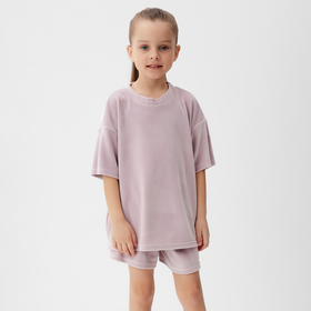 Костюм детский (футболка, шорты) KAFTAN Plushy р.34 (122-128), лиловый