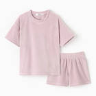 Костюм детский (футболка, шорты) KAFTAN Plushy р.34 (122-128), лиловый 10323114 - фото 14302252