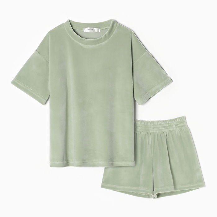 Костюм детский (футболка, шорты) KAFTAN Plushy р.30 (98-104), зеленый