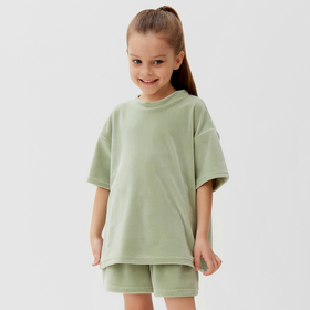 Костюм детский (футболка, шорты) KAFTAN Plushy р.32 (110-116), зеленый