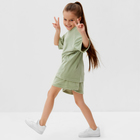 Костюм детский (футболка, шорты) KAFTAN Plushy р.34 (122-128), зеленый 10323127 - фото 14302281