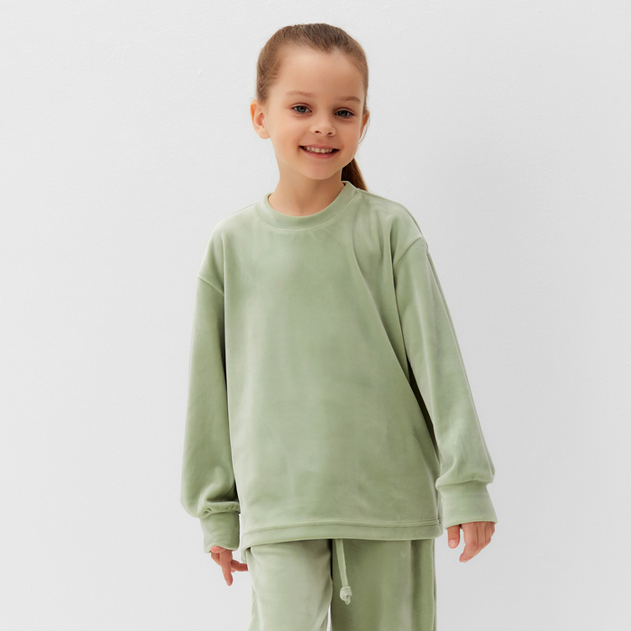 Костюм детский (свитшот, брюки) KAFTAN Plushy р.34 (122-128), зеленый
