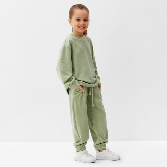 Костюм детский (свитшот, брюки) KAFTAN Plushy р.36 (134-140), зеленый
