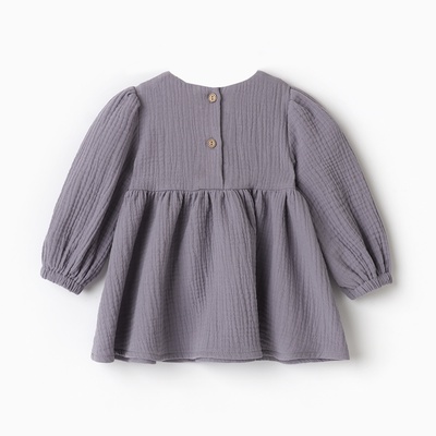 Платье для девочки KAFTAN «Муслин» с длинным рукавом, серое, рост 86-92 см