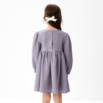 Платье для девочки KAFTAN «Муслин» с длинным рукавом, серое, рост 86-92 см