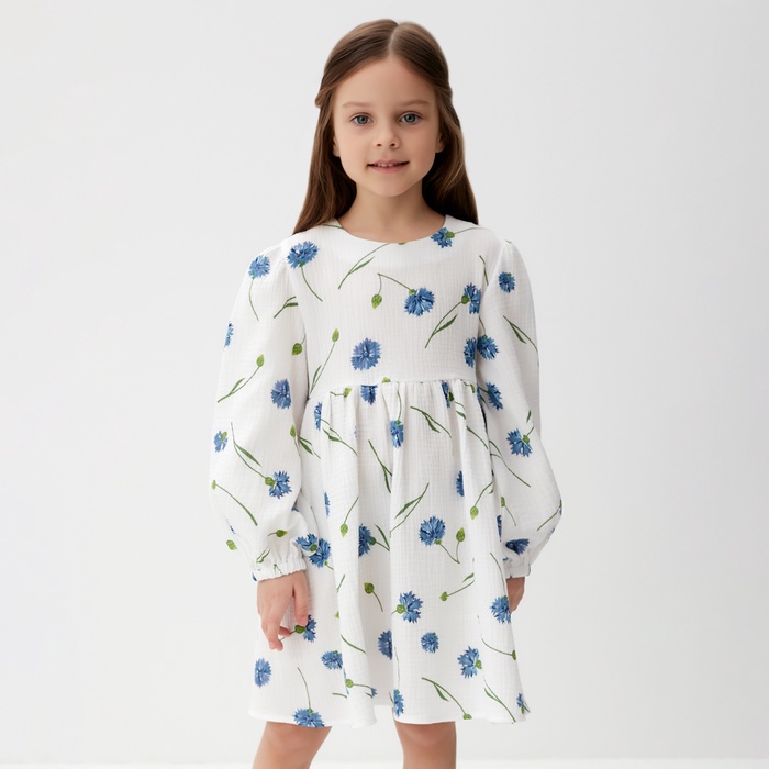 Платье детское с длинным рукавом KAFTAN «Васильки», размер 28 (86-92 см)