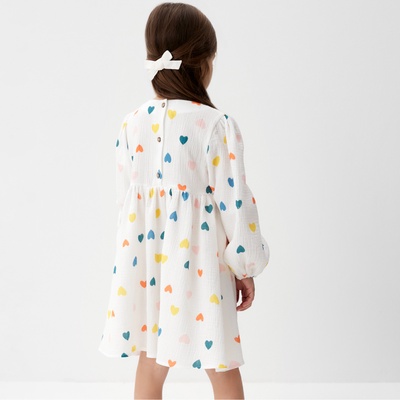 Платье детское с длинным рукавом KAFTAN «Сердечки», размер 30 (98-104 см)