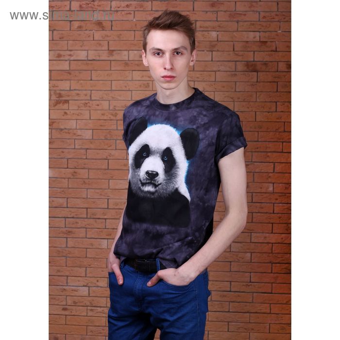 Футболка мужская Collorista 3D Panda, размер XXL (52), цвет чёрный - Фото 1