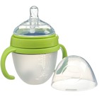 Бутылочка для кормления M&B, широкое горло Ø70 мм, от 3 мес, 150 мл., с ручками, силиконовая колба, зеленый - Фото 2