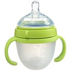 Бутылочка для кормления M&B, широкое горло Ø70 мм, от 3 мес, 150 мл., с ручками, силиконовая колба, зеленый - Фото 4