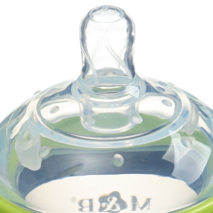 Бутылочка для кормления M&B, ШГ Ø70мм, 150мл., с ручками, силиконовая колба, цвет зеленый