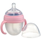 Бутылочка для кормления M&B, широкое горло Ø70 мм, от 3 мес, 150 мл., с ручками, силиконовая колба, розовый - Фото 2
