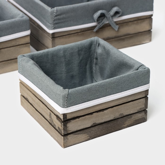 Набор интерьерных корзин ручной работы LaDо́m, квадратные, 3 шт, размер: 15×15×9 см, 19×19×10 см, 23×23×11 см