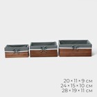 Набор интерьерных корзин ручной работы LaDо́m, прямоугольные, 3 шт, размер: 20×11×9 см, 24×15×10 см, 28×19×11 см - фото 9629383