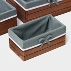 Корзины для хранения LaDо́m, 3 шт., ручной работы, прямоугольные, коричневые - Фото 4