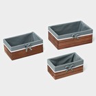 Корзины для хранения LaDо́m, 3 шт., ручной работы, прямоугольные, коричневые - Фото 6