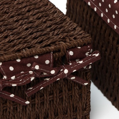 Набор интерьерных корзин ручной работы с крышкой LaDо́m, 2 шт, размер: 20×20×15 см, 25×25×18 см