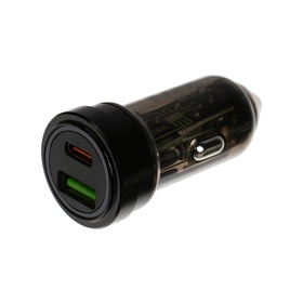 Автомобильное зарядное устройство Luazon AR-CA01, USB, Type-C, PD, 20 W, прозрачное, чёрное   994018