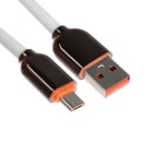 Кабель MicroUSB - USB, 2.4 A, оплётка PVC, 1 метр, белый - Фото 1