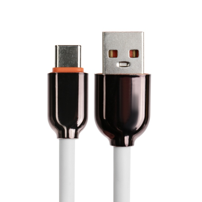 Кабель Type-C - USB, 6 A, оплётка PVC, 1 метр, белый