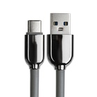 Кабель Type-C - USB, 6 А, оплётка TPE, морозоустойчивый, 1 метр, серый - Фото 2