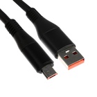 Кабель MicroUSB - USB, 2.4 A, оплётка TPE, утолщенный, 1 метр, чёрный - Фото 1