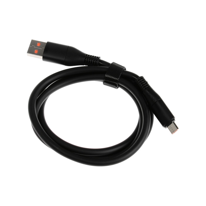 Кабель MicroUSB - USB, 2.4 A, оплётка TPE, утолщенный, 1 метр, чёрный