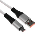 Кабель MicroUSB - USB, 2.4 A, оплётка TPE, утолщенный, 1 метр, белый - фото 9629550