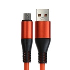 Кабель MicroUSB - USB, 2.4 A, оплётка TPE, утолщенный, 1 метр, оранжевый - фото 9629556