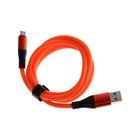 Кабель MicroUSB - USB, 2.4 A, оплётка TPE, утолщенный, 1 метр, оранжевый - фото 9629557