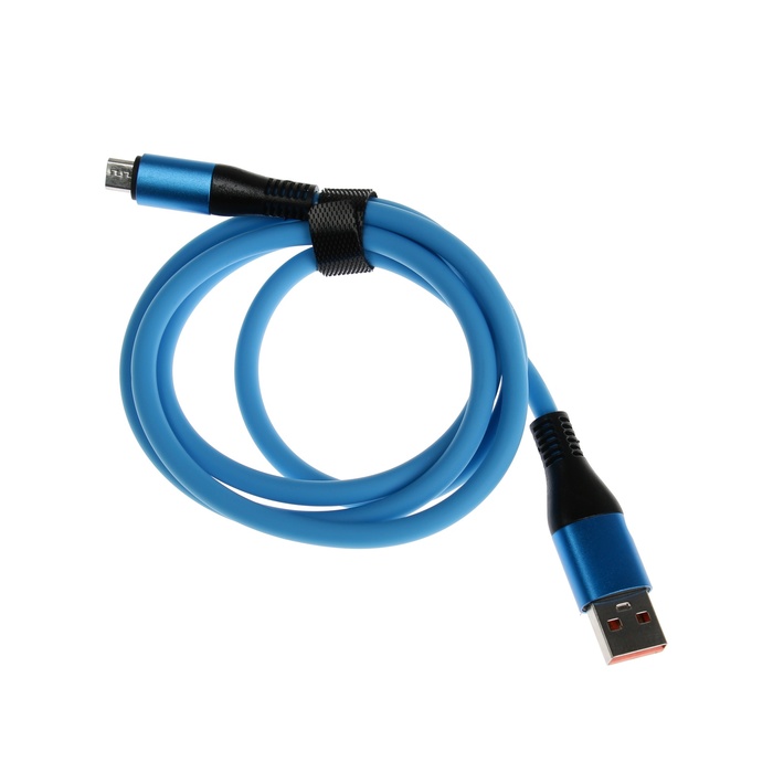 Кабель MicroUSB - USB, 2.4 A, оплётка TPE, утолщенный, 1 метр, синий