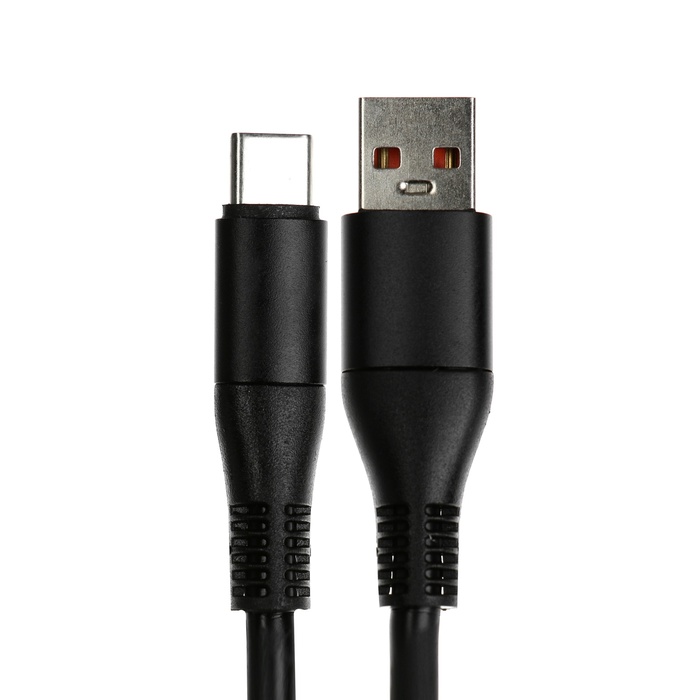Кабель Type-C - USB, 5 A, оплётка TPE, утолщенный, 1 метр, чёрный